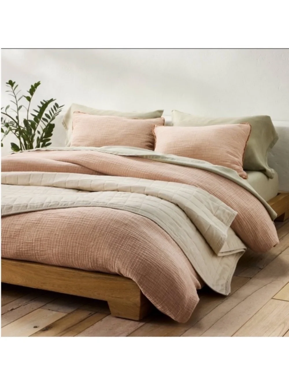 NWT King Heavyweight Linen Blend Quilt Natural - Casaluna